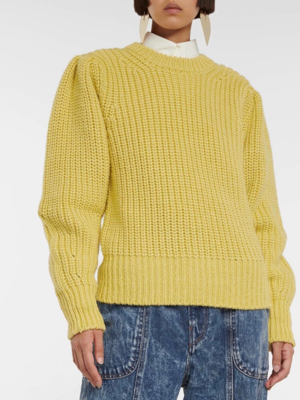 Isabel Marant Etoile Pleane Wool Blend Sweater in Yellow Size 36
